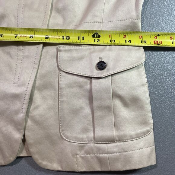 BANANA REPUBLIC Jacket Moto High Collar Asymmetrical Zip Cotton Womens 0 Beige - Picture 6 of 14